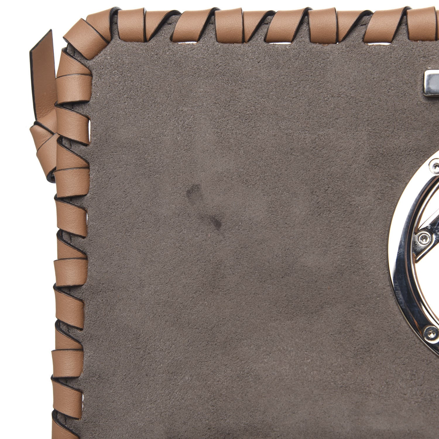 Fendi Vitello Century F is Fendi Whipstitch Threads FF Embossed Kan I Shoulder Bag Tobacco Orzo 14 of 14