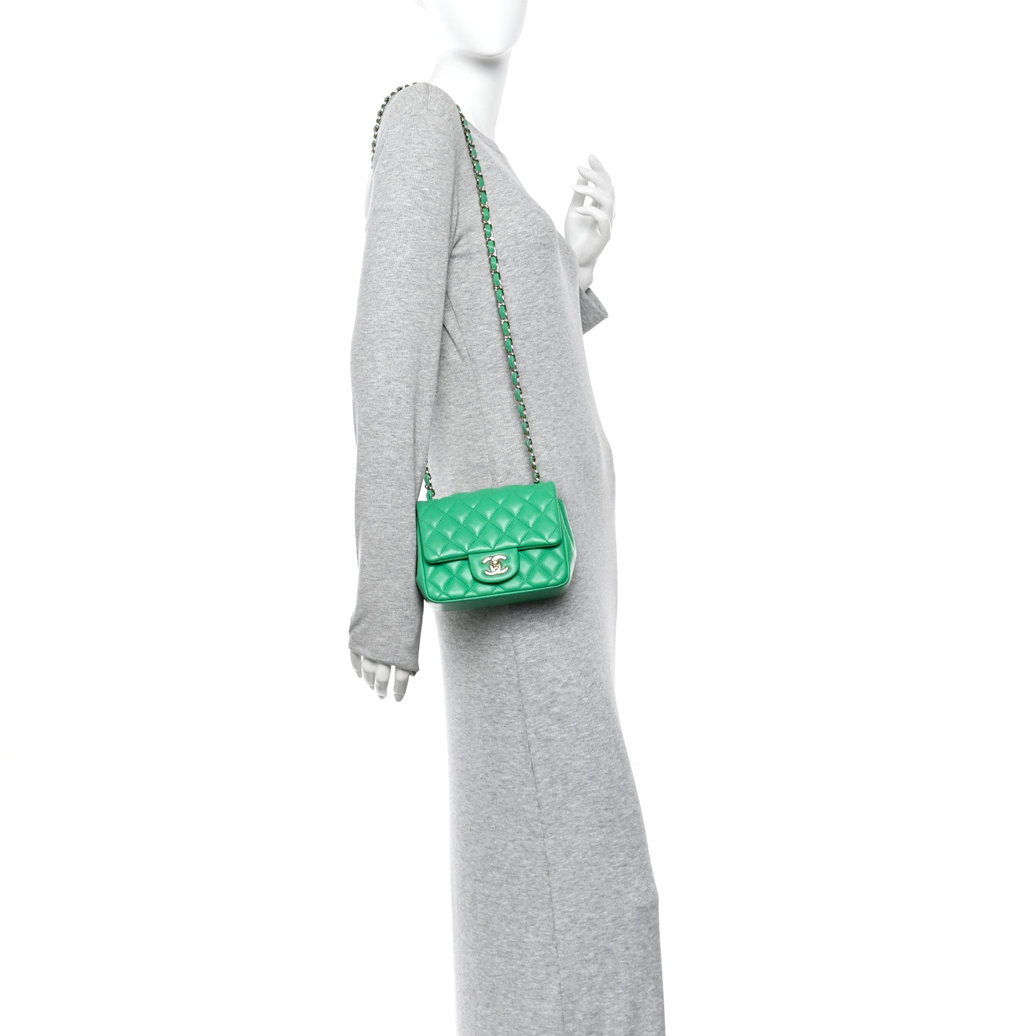 Chanel Lambskin Quilted Mini Square Flap Green 2 of 11