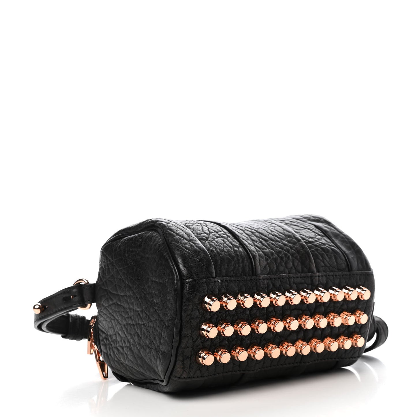 Pebbled Lambskin Mini Rockie Black Rose Gold Hardware