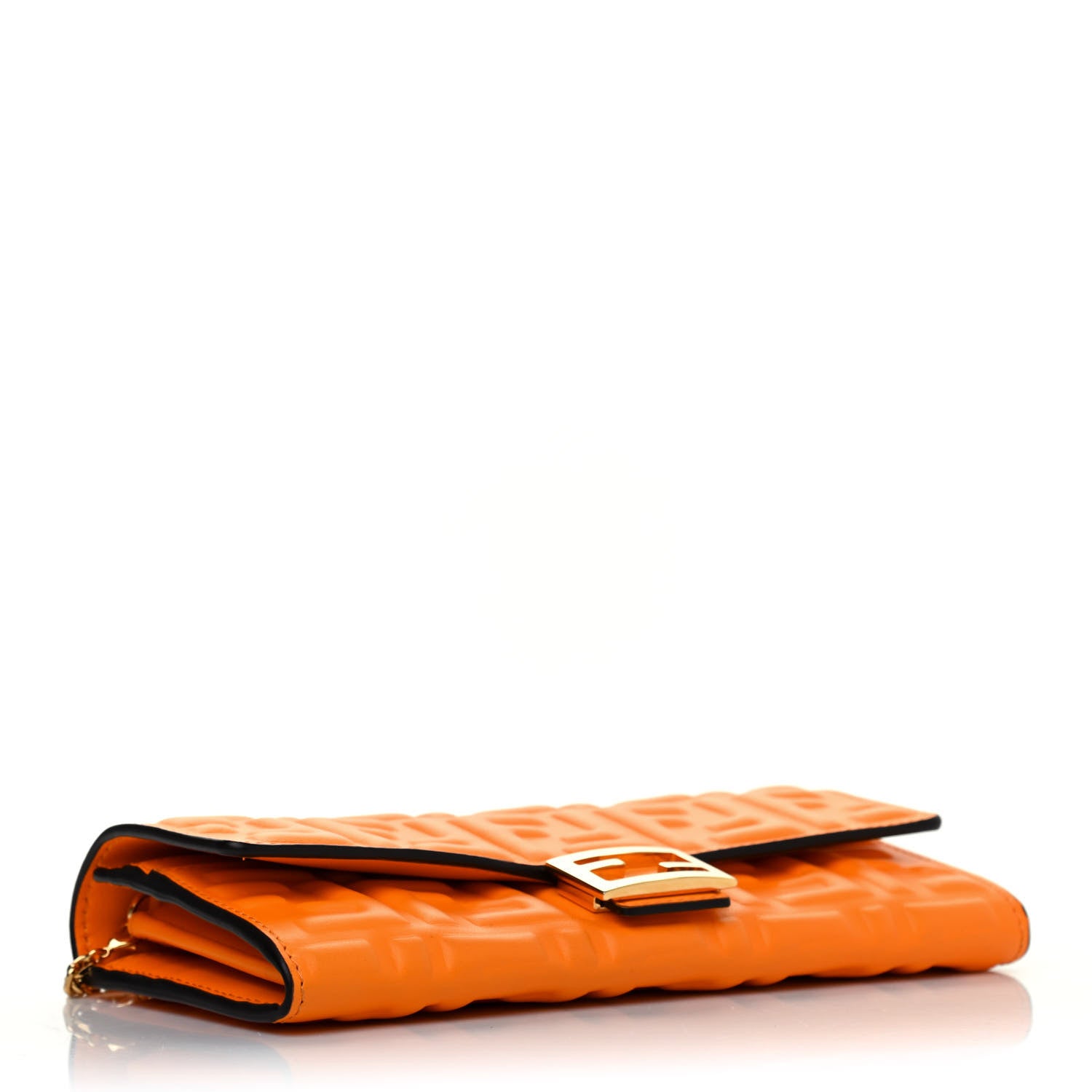 Fendi Nappa Matisse FF Embossed Continental Wallet On Chain Clementine 3 of 4