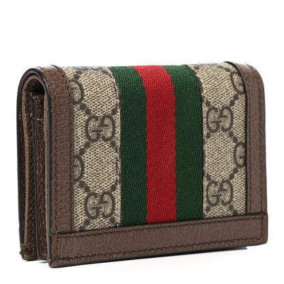 Gucci GG Supreme Monogram Web Ophidia Card Case Beige New Acero 2 of 6