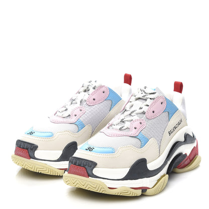 Balenciaga Fabric Mesh Womens Triple S Sneakers 36 White Blue Pink 3 of 7
