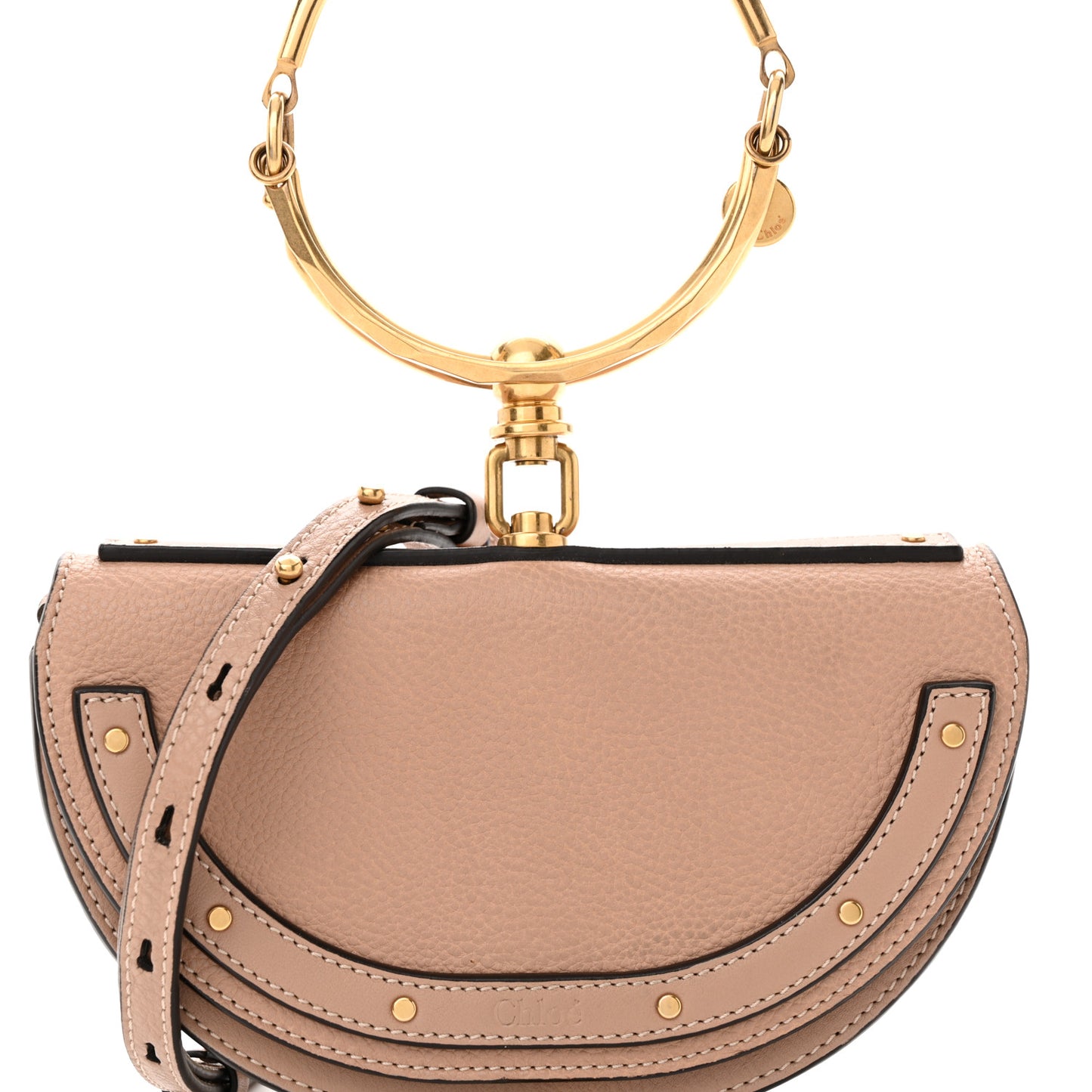 Calfskin Small Nile Bracelet Minaudiere Bag Biscotti Beige
