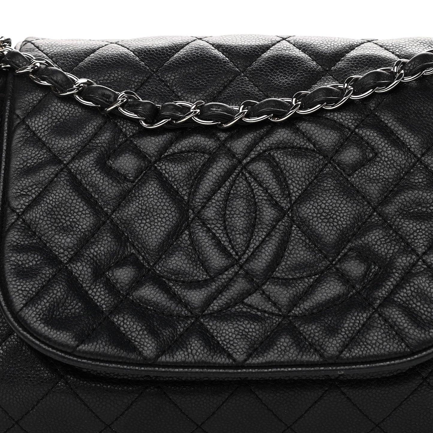 Caviar Quilted Timeless Accordion Flap Black