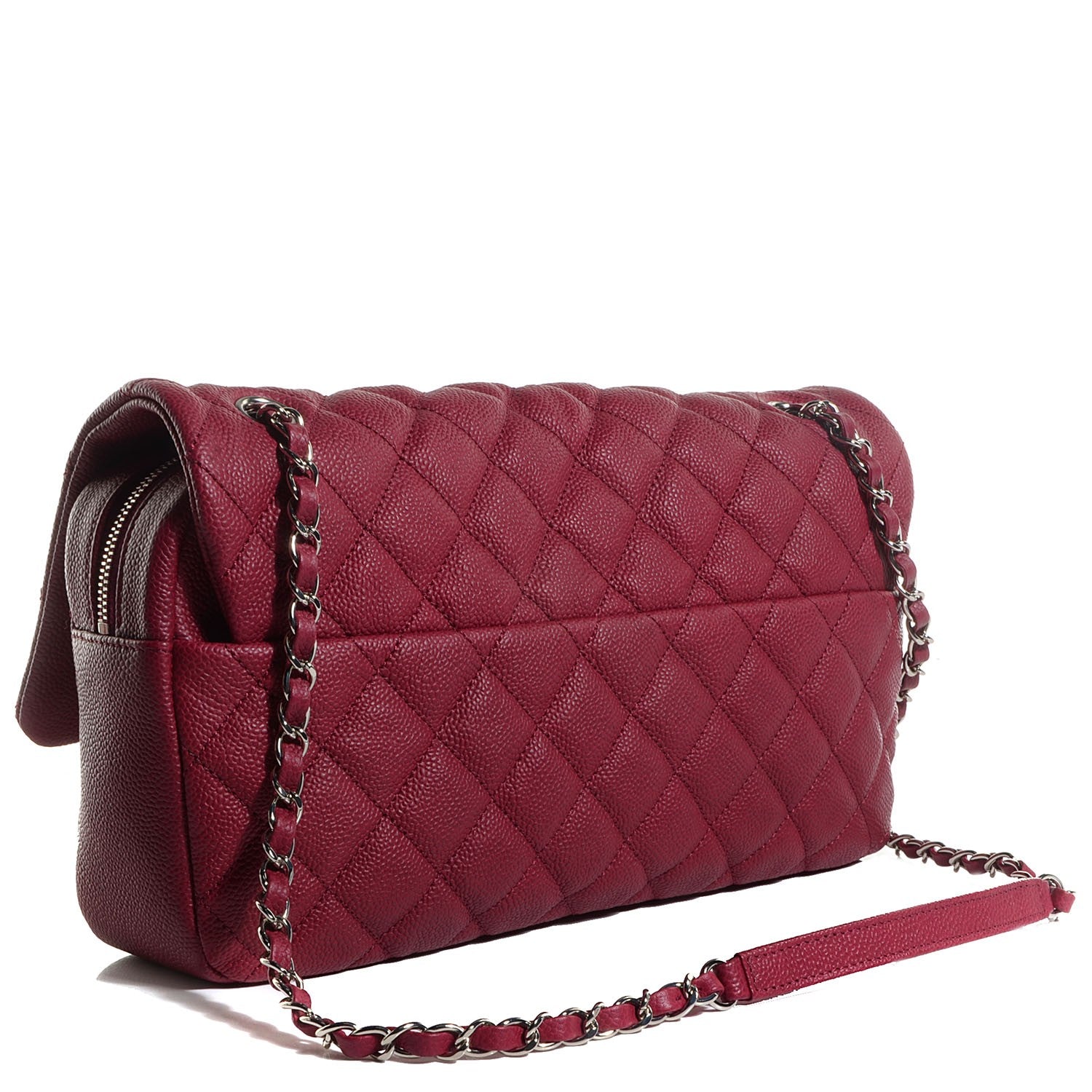 Chanel Caviar Quilted Jumbo Easy Flap Dark Red 3 of 8