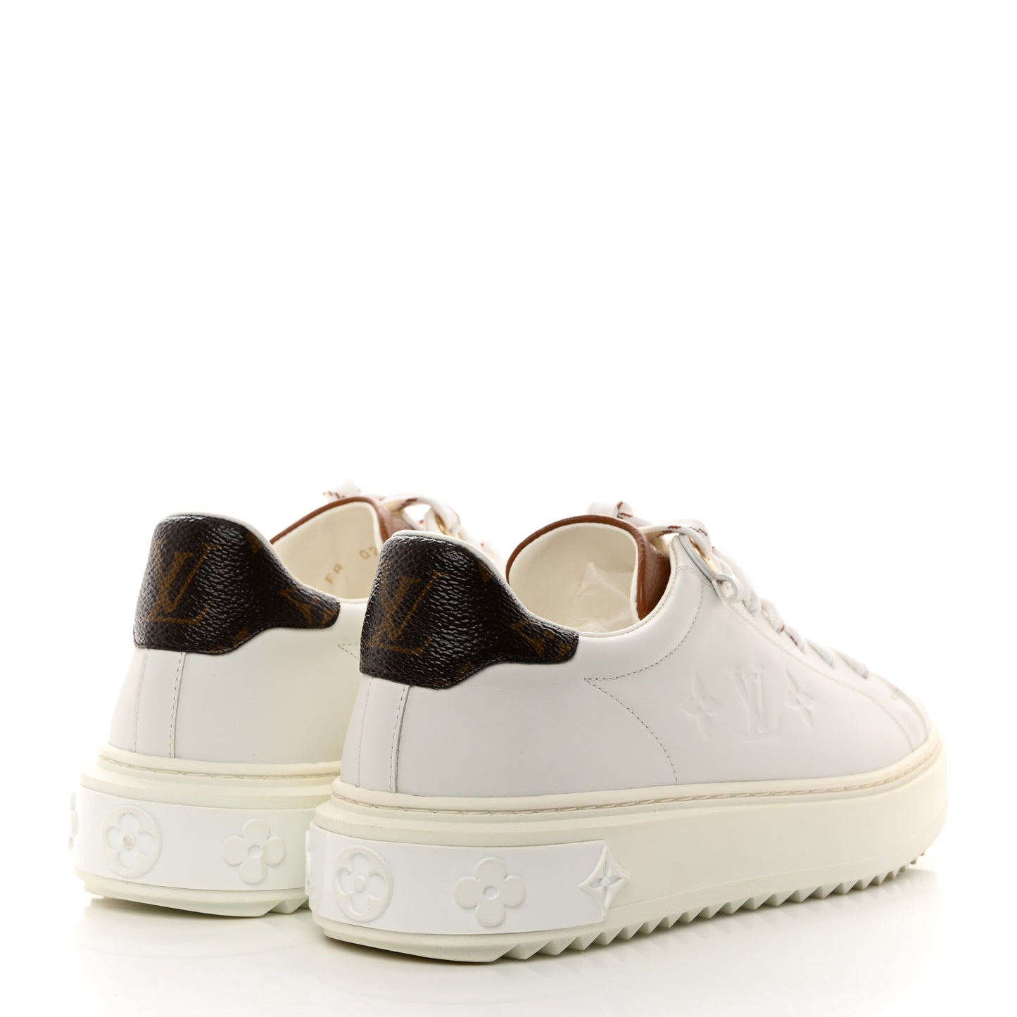 Lambskin Embossed Monogram Time Out Sneakers 38 White