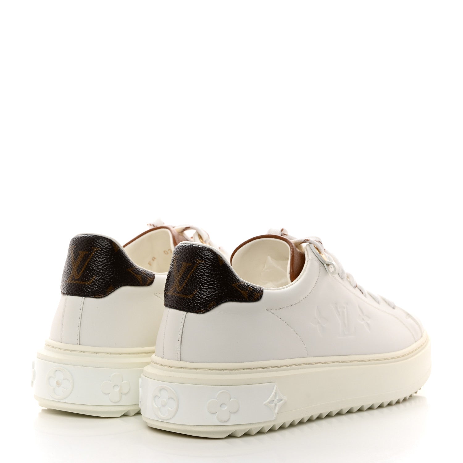 Louis Vuitton Lambskin Embossed Monogram Time Out Sneakers 38 White 4 of 8