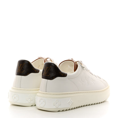 Louis Vuitton Lambskin Embossed Monogram Time Out Sneakers 38 White 4 of 8