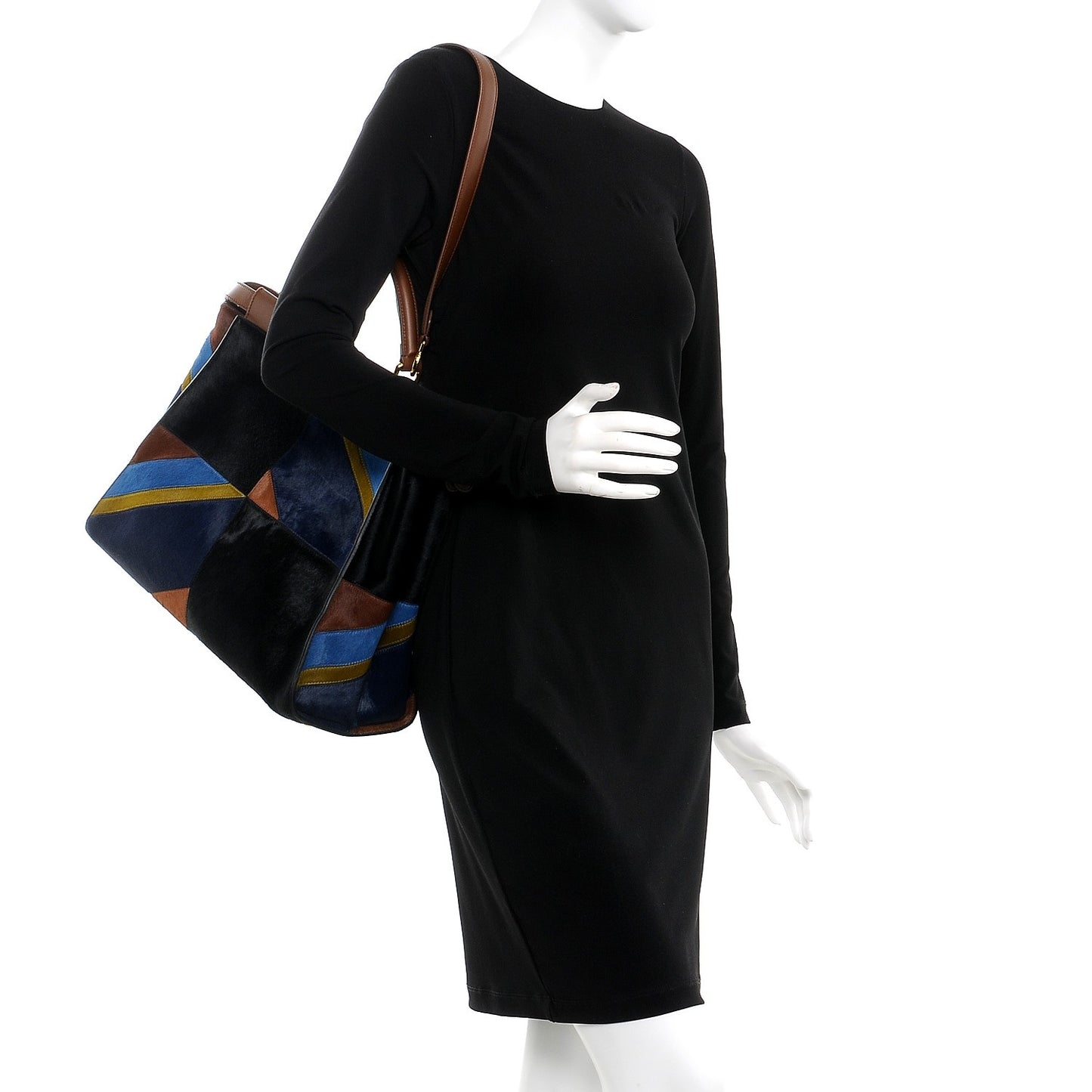 Calf Hair Patchwork Large Peekaboo Iconic Satchel Black Brown Multicolor