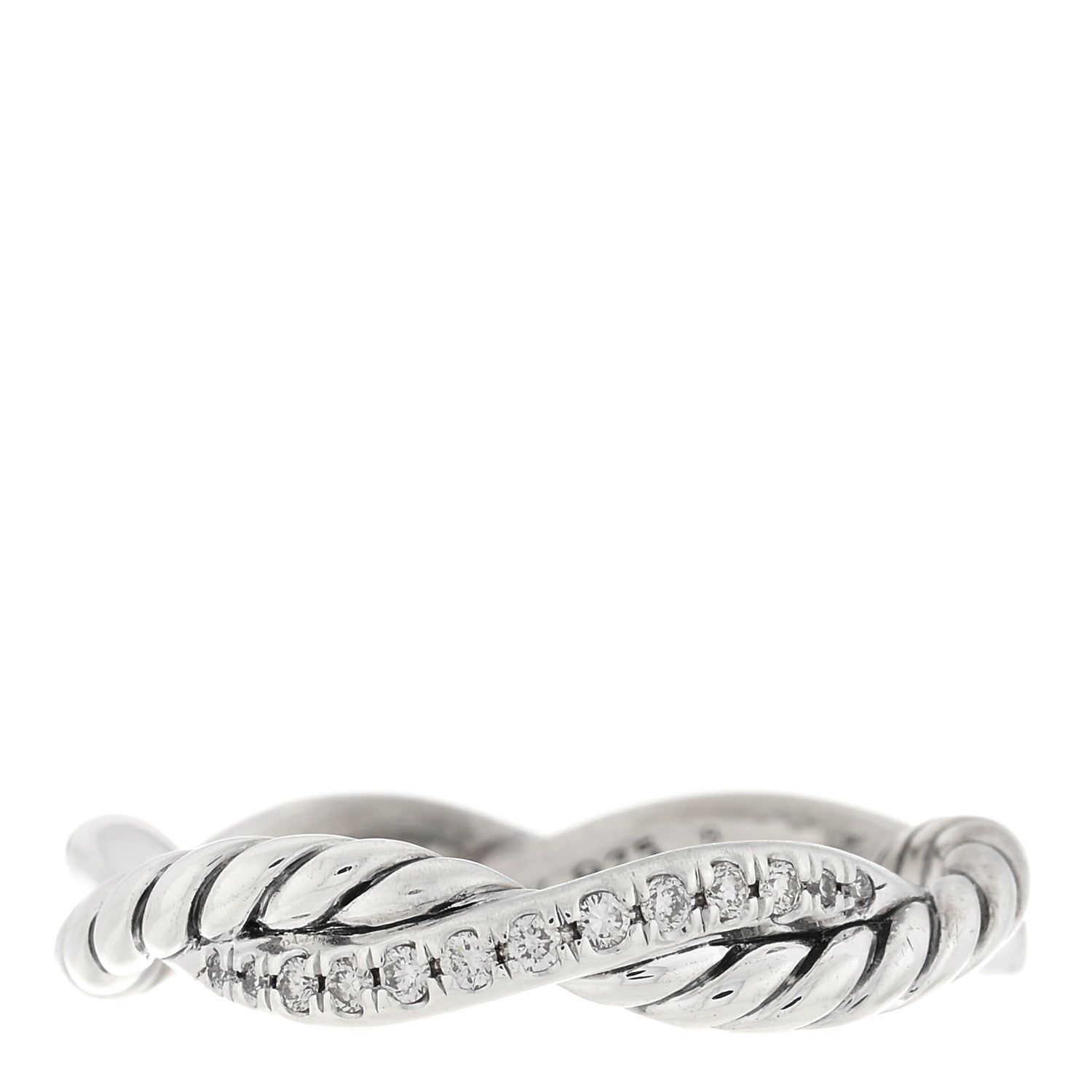 David Yurman Sterling Silver Diamond Petite Infinity Twist Ring 47 4 1 of 4