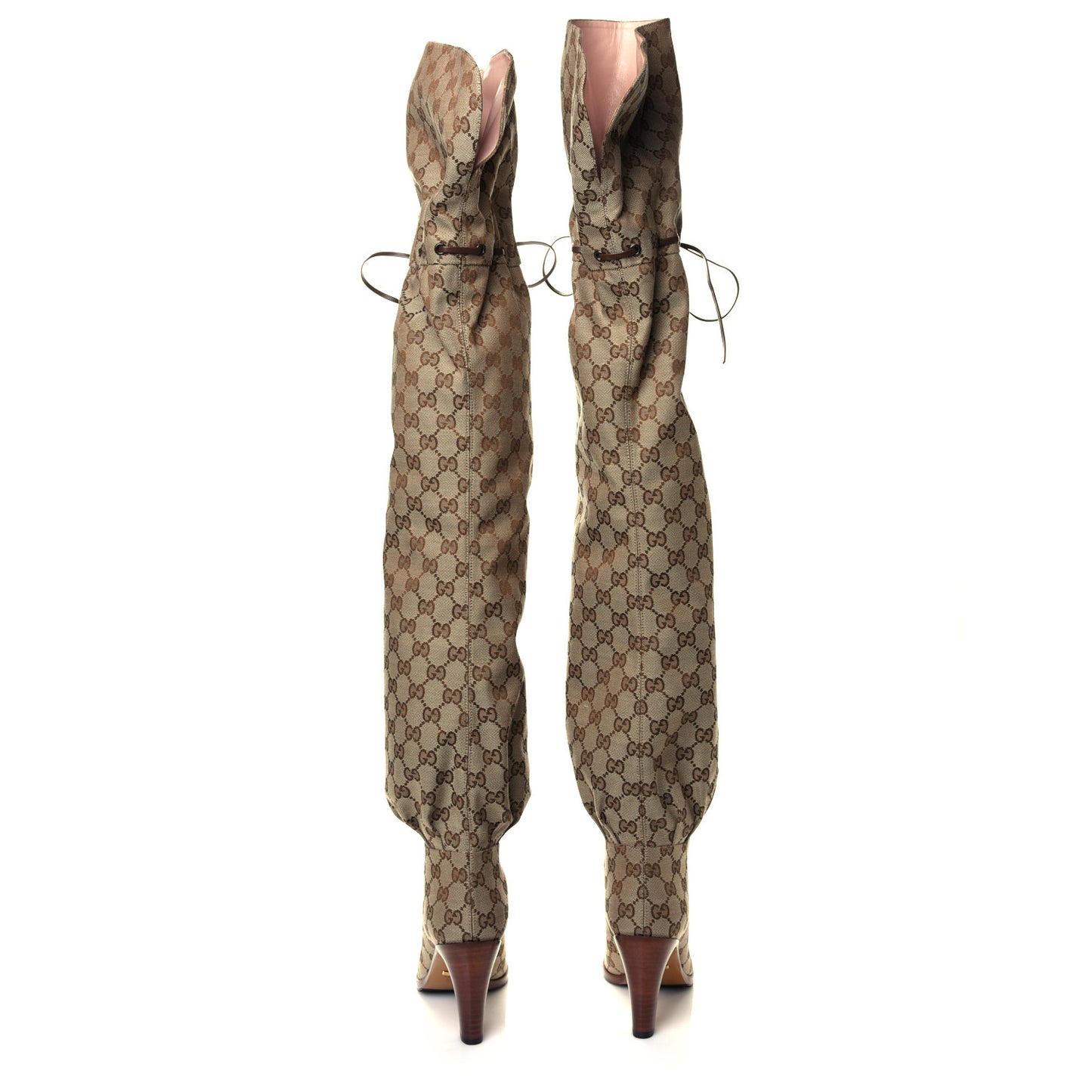 Monogram Over the Knee Boots 36.5 Beige Ebony