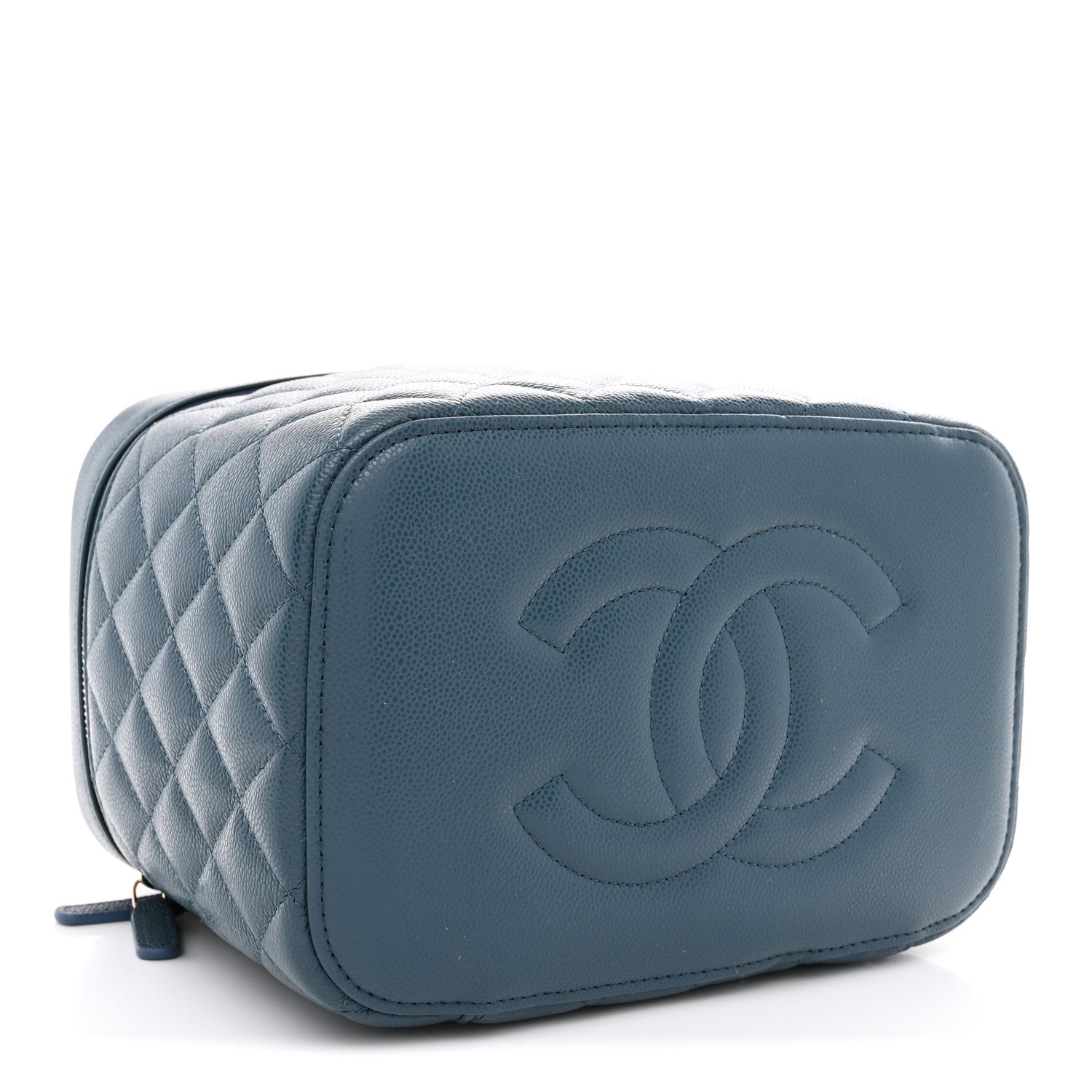 Chanel Caviar Quilted Large Vanity Pouch Blue 5 of 9