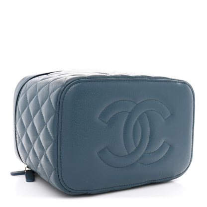 Chanel Caviar Quilted Large Vanity Pouch Blue 5 of 9