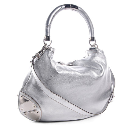 Gucci Leather Large Indy Top Handle Bag Silver 3 of 7