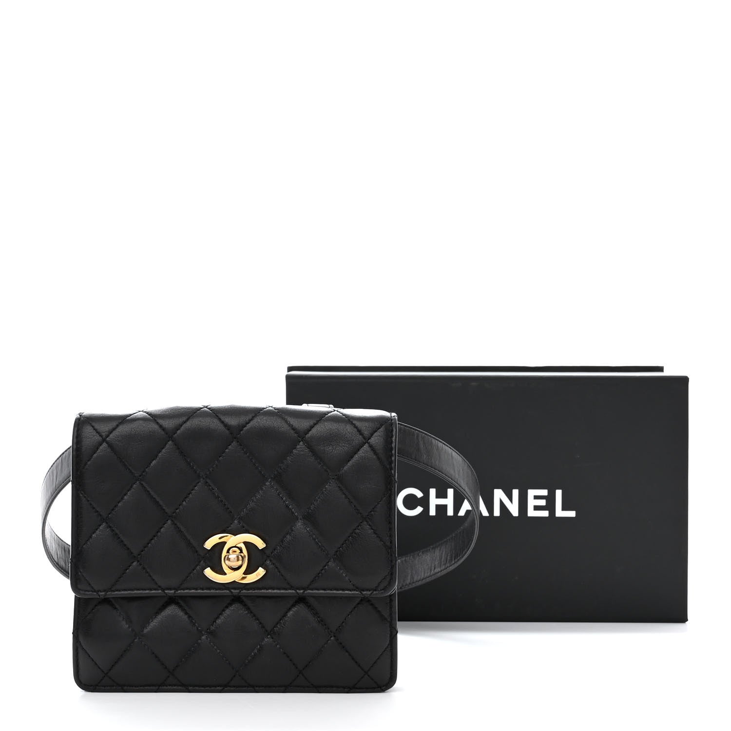 Chanel Lambskin Quilted Flap Waist Belt Bag 75 30 Black 15 of 15