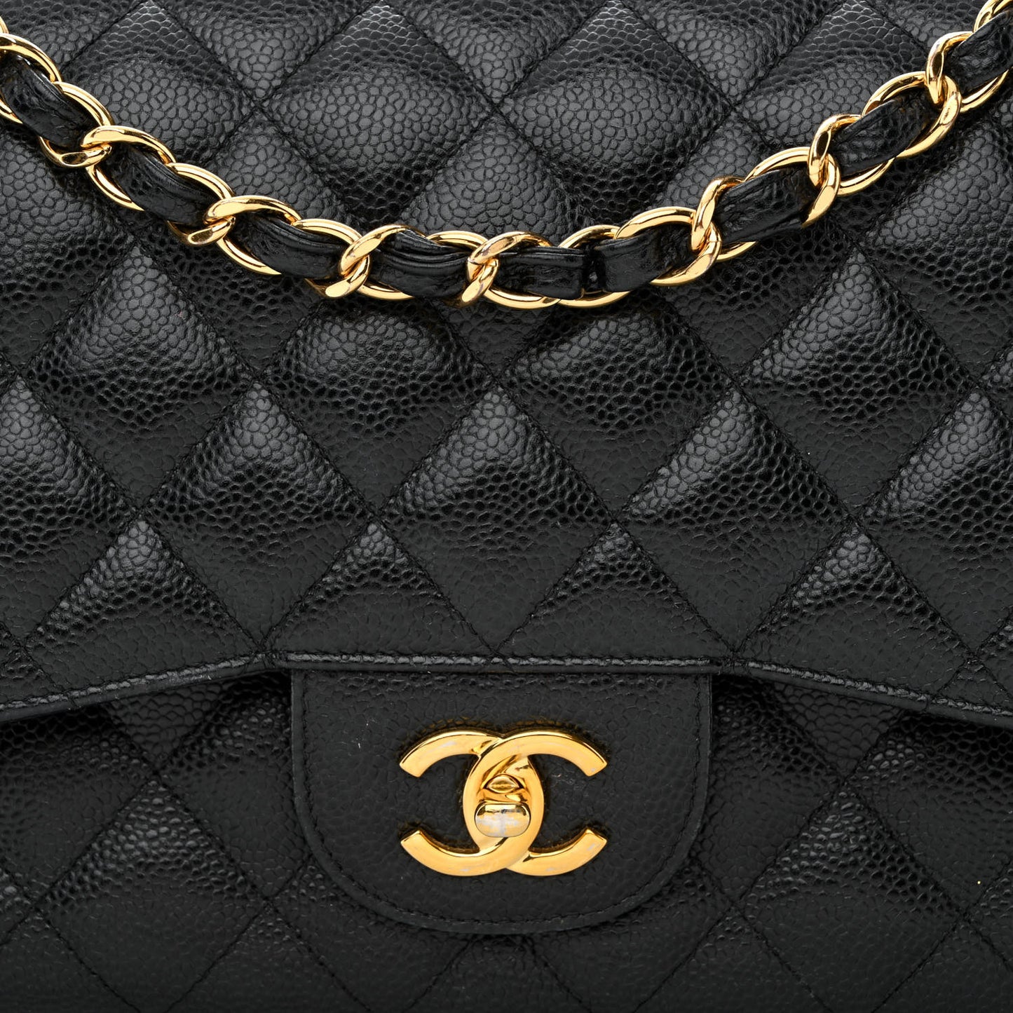 Caviar Quilted Jumbo Double Flap Black