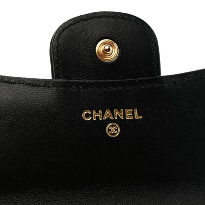 Chanel Lambskin Quilted Top Handle Flap Coin Purse With Chain Black 6 of 11