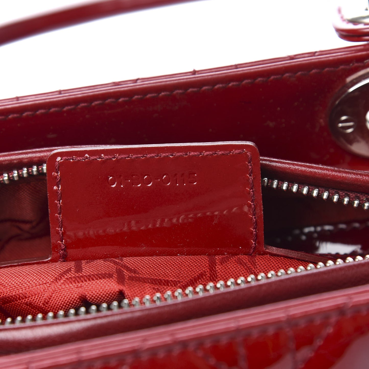 Patent Cannage Medium Lady Dior Red