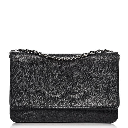 Chanel Caviar Timeless CC Wallet On Chain WOC Black 1 of 11