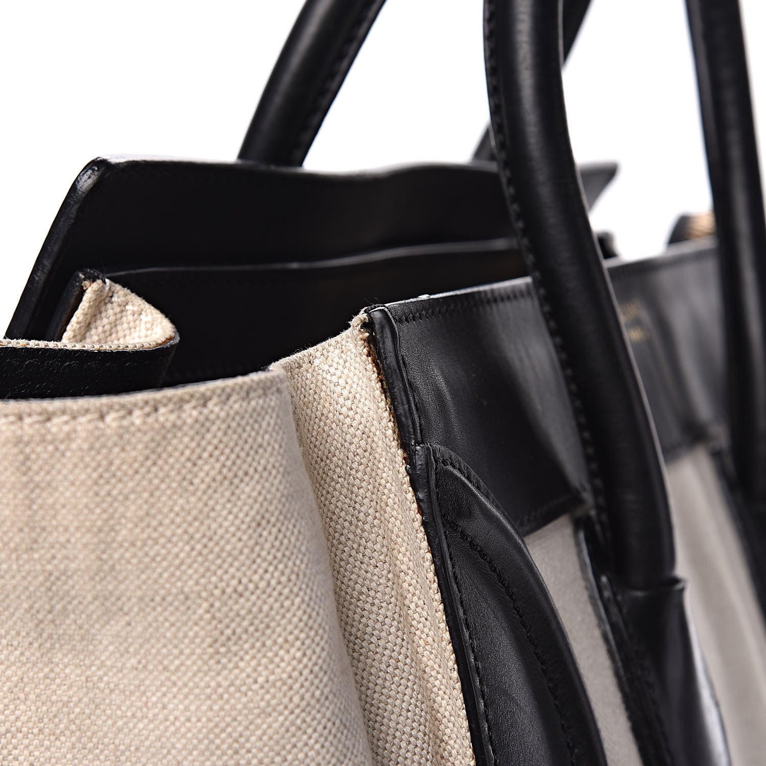 Celine Smooth Calfskin Linen Mini Bi-Color Luggage Natural Black 20 of 21