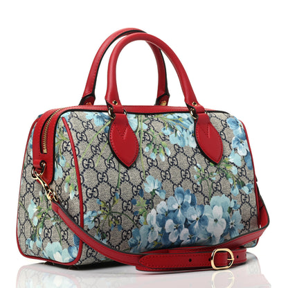 Gucci GG Supreme Monogram Blooms Small Boston Beige Blue Navy Hibiscus Red 2 of 3