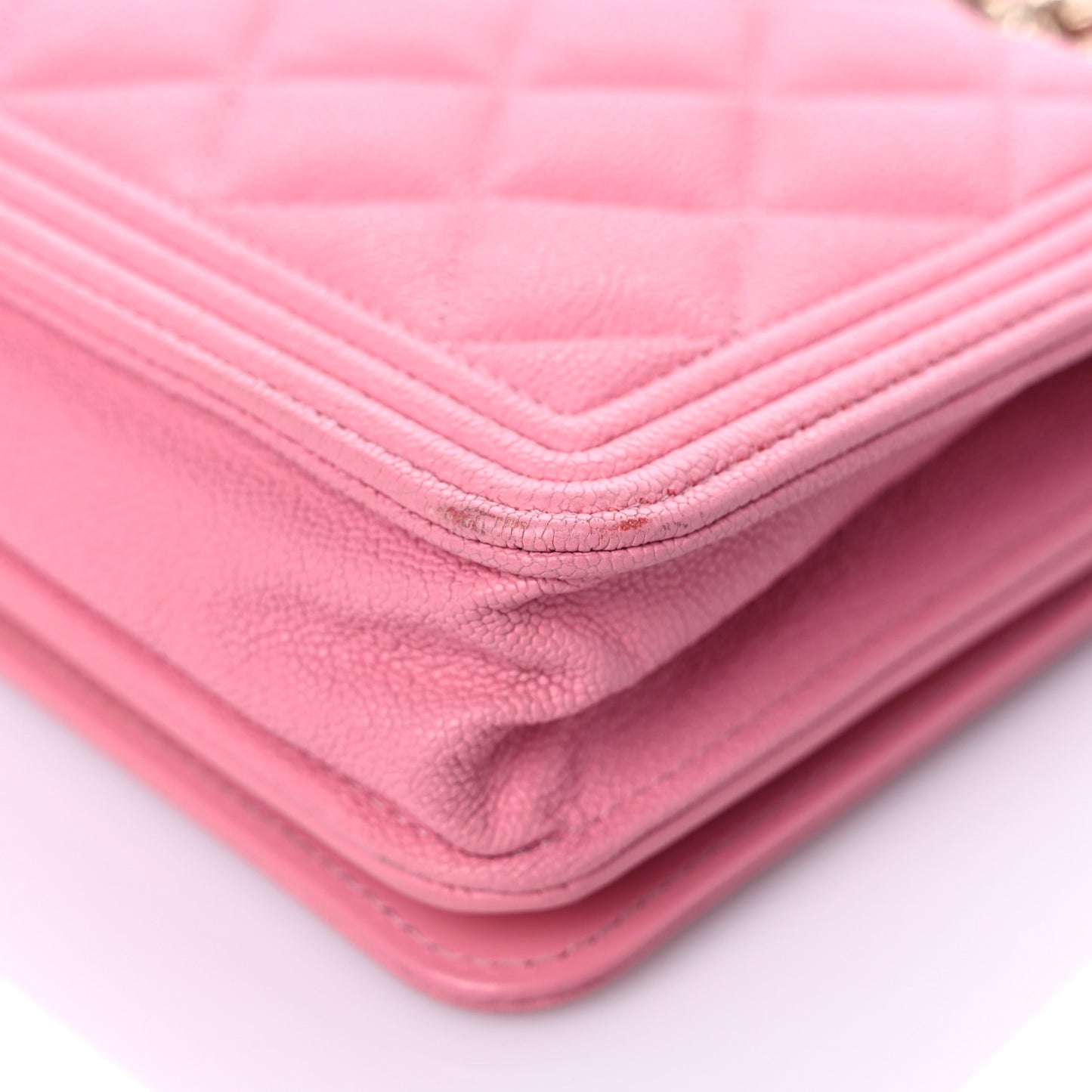 Caviar Quilted Boy Wallet On Chain WOC Pink