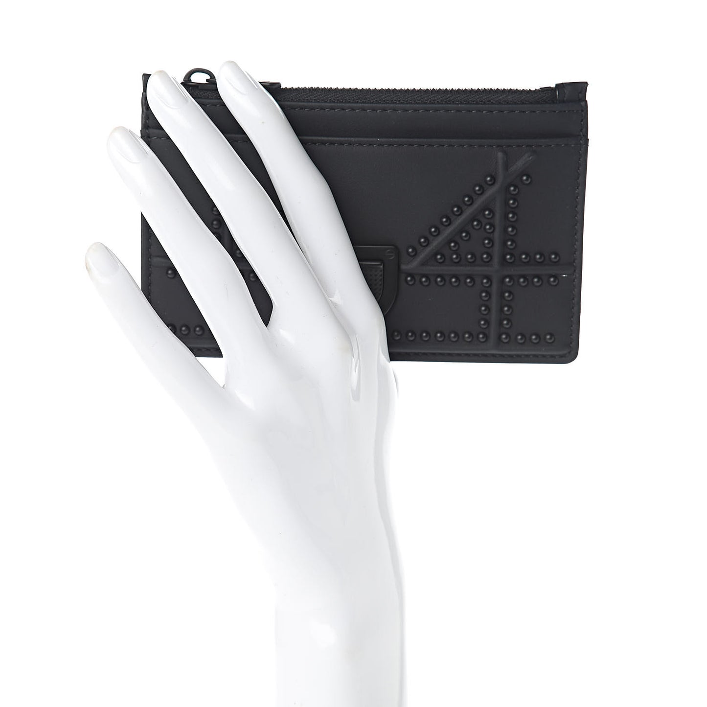 Ultra Matte Calfskin Studded Diorama Card Holder Black