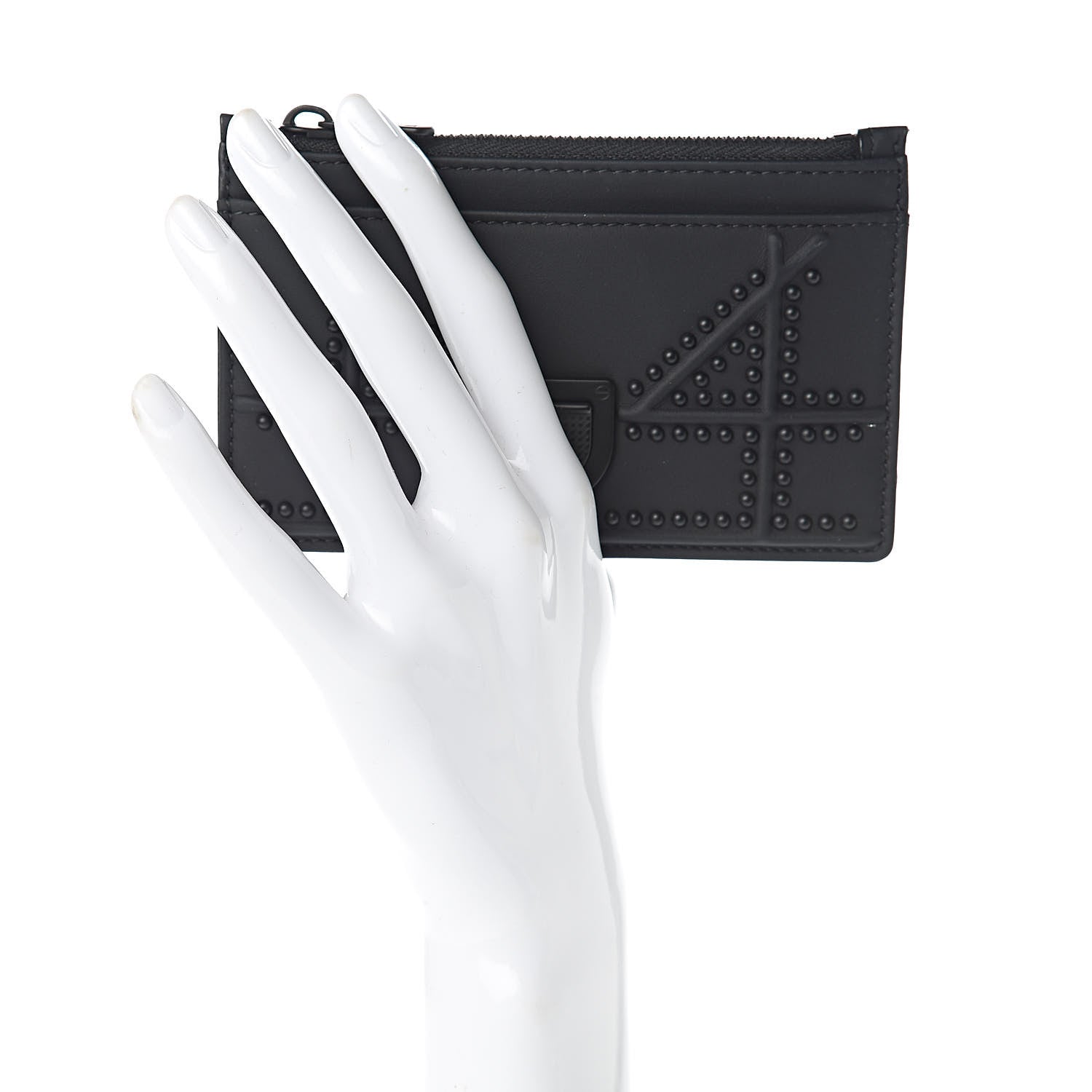Christian Dior Ultra Matte Calfskin Studded Diorama Card Holder Black 2 of 6