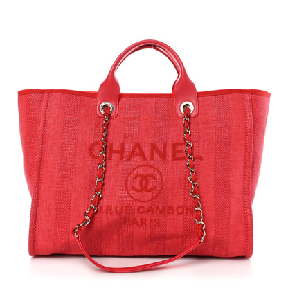 Chanel Mixed Fibers Striped Medium Deauville Tote Red 1 of 10