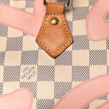 Louis Vuitton Damier Azur Tahitienne Speedy Bandouliere 30 Rose Ballerine 17 of 27