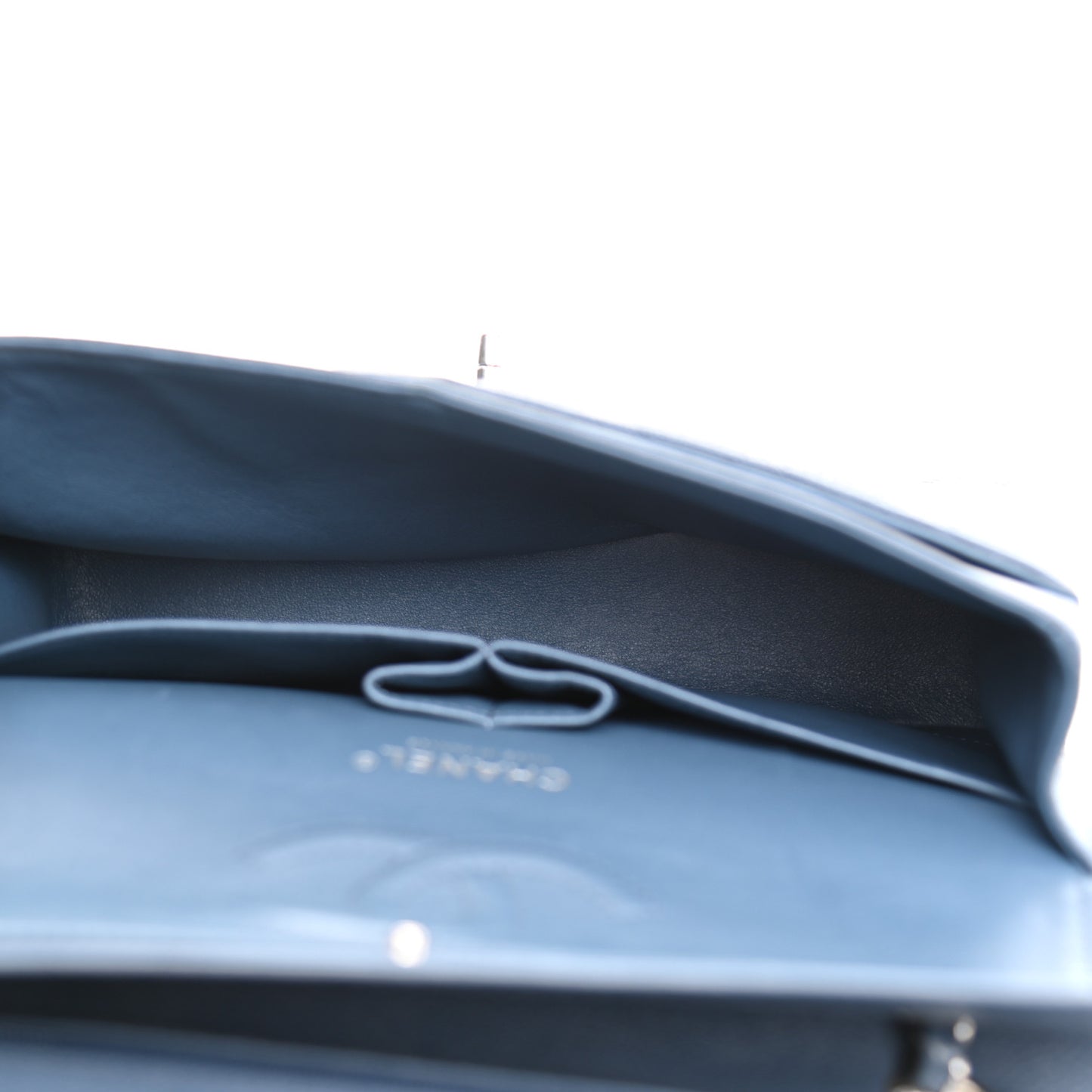 Caviar Quilted Medium Double Flap Blue