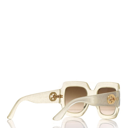 Gucci Glitter Acetate Square Frame Sunglasses GG0053S Silver 4 of 8