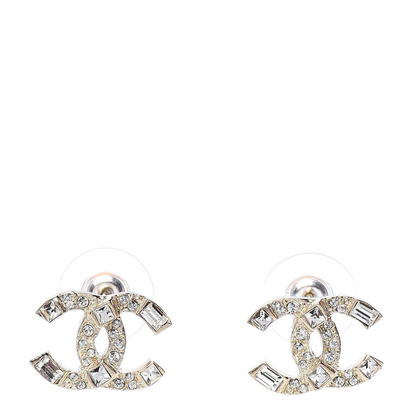 Crystal Baguette CC Earrings Gold