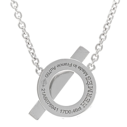 Hermes 18K White Gold Diamond Finesse Pendant Necklace 4 of 6