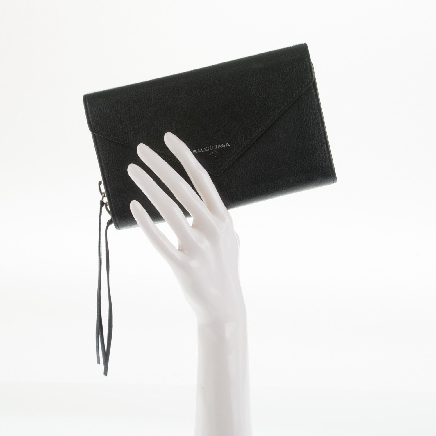 Balenciaga Calfskin Papier Money Zip Around Wallet Black 2 of 6