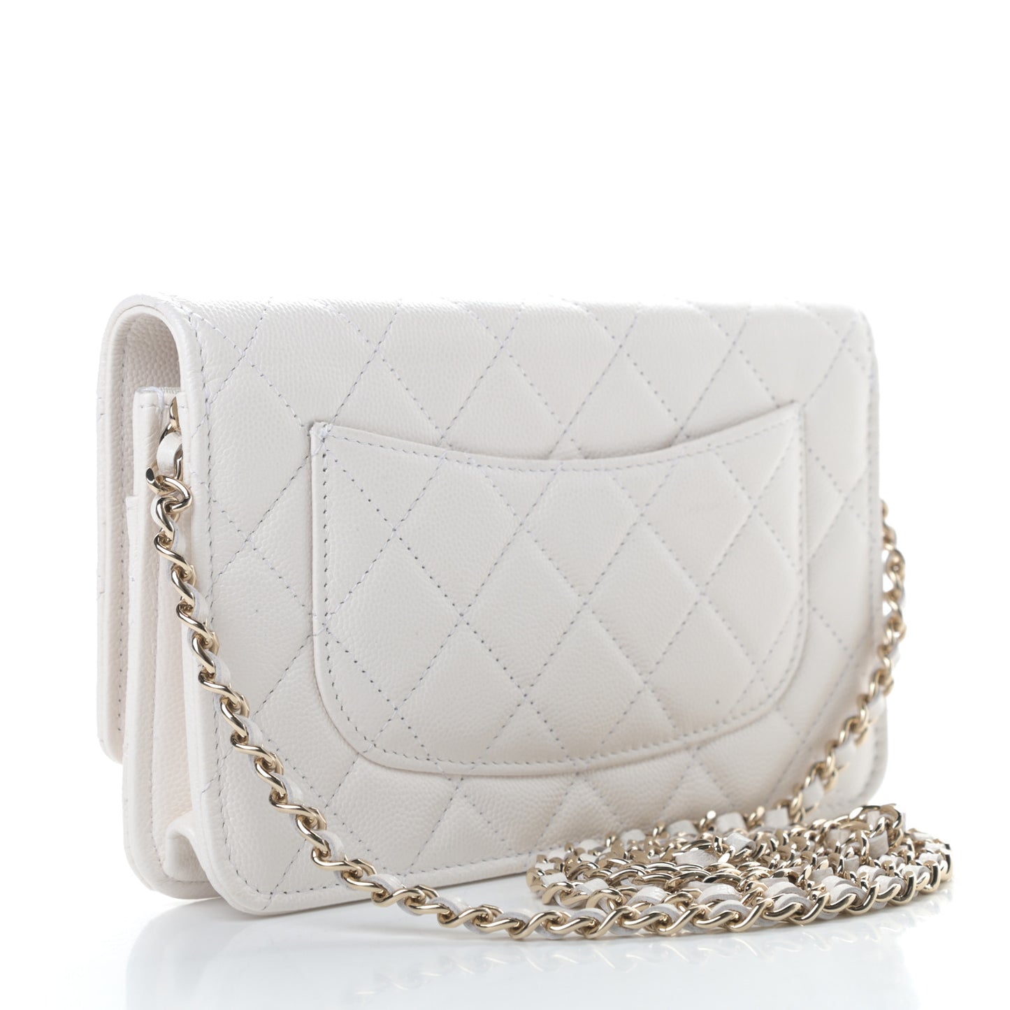 Caviar Quilted Wallet On Chain WOC White