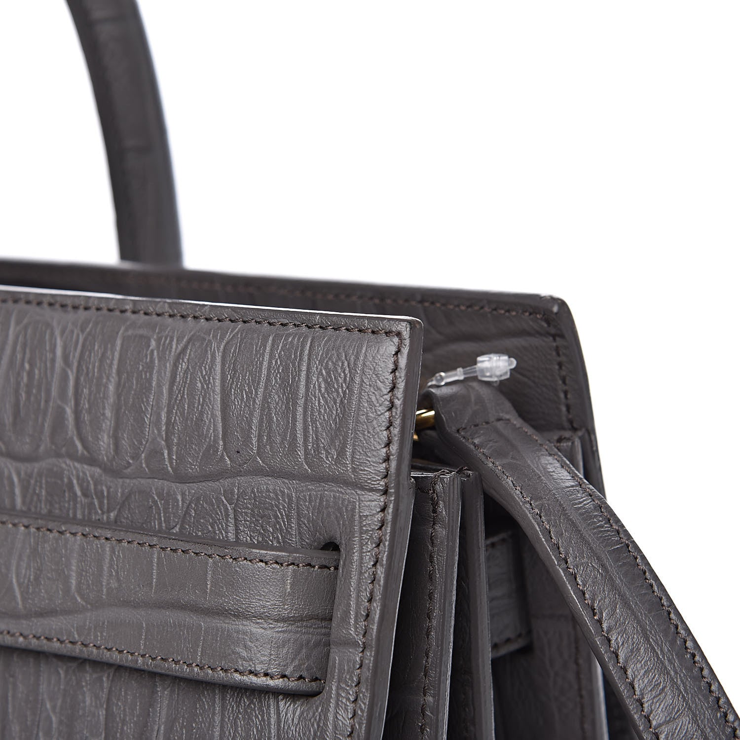 Saint Laurent Calfskin Crocodile Embossed Small Sac De Jour Fog 13 of 13
