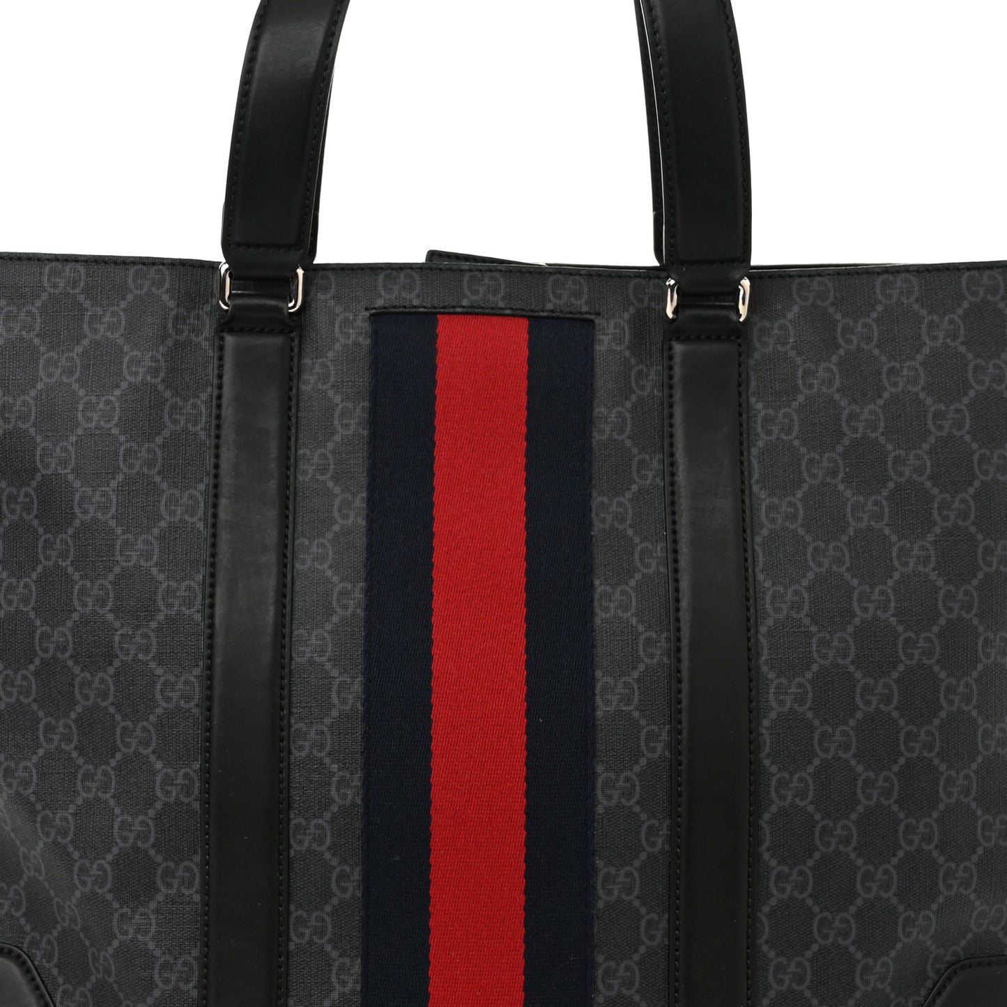 GG Supreme Monogram Web Tote Black Grey