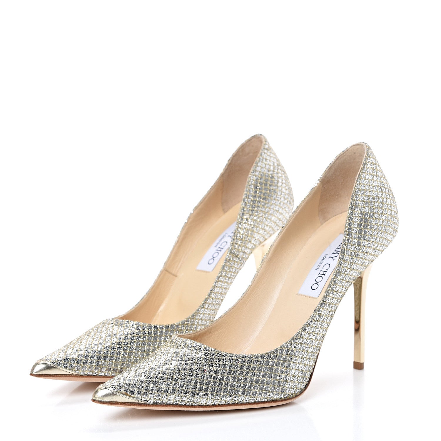 Jimmy Choo Glitter Marvel 100 Pumps 37.5 Champagne 3 of 10