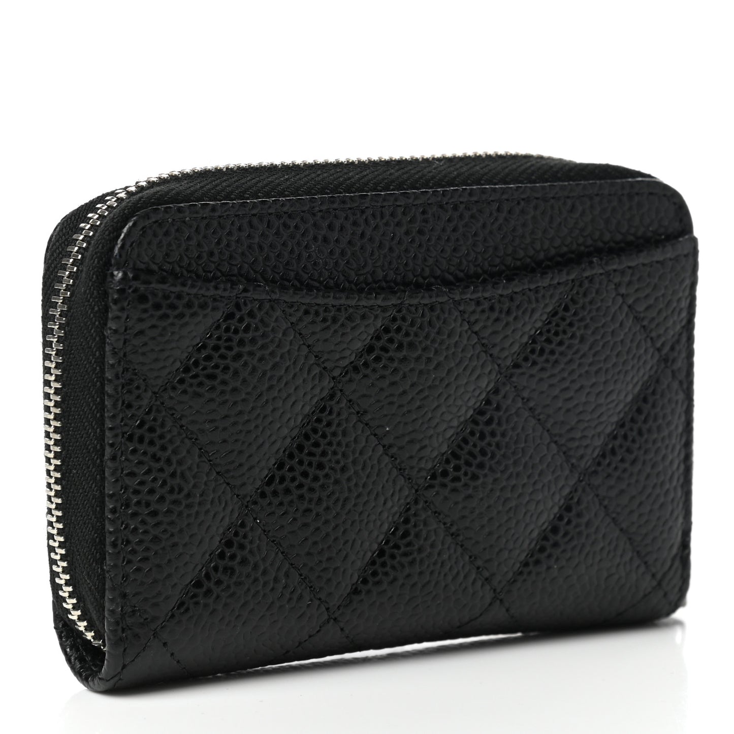 Caviar Quilted Zip Coin Purse Black