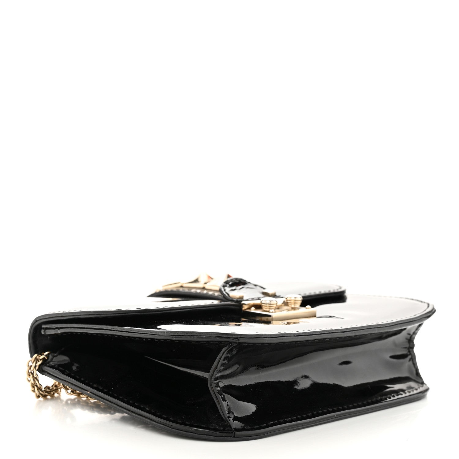 Valentino Garavani Patent Small Glam Lock Rockstud Flap Black 4 of 13