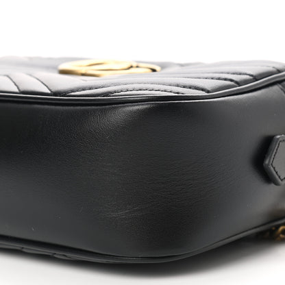 Gucci Calfskin Matelasse Small GG Marmont Chain Shoulder Bag Black 10 of 11