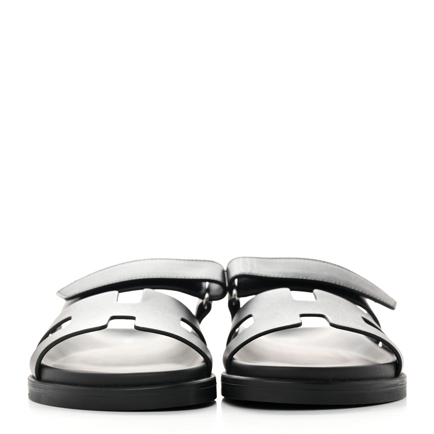 Hermes Calfskin Womens Chypre Sandals 36.5 Black 2 of 9