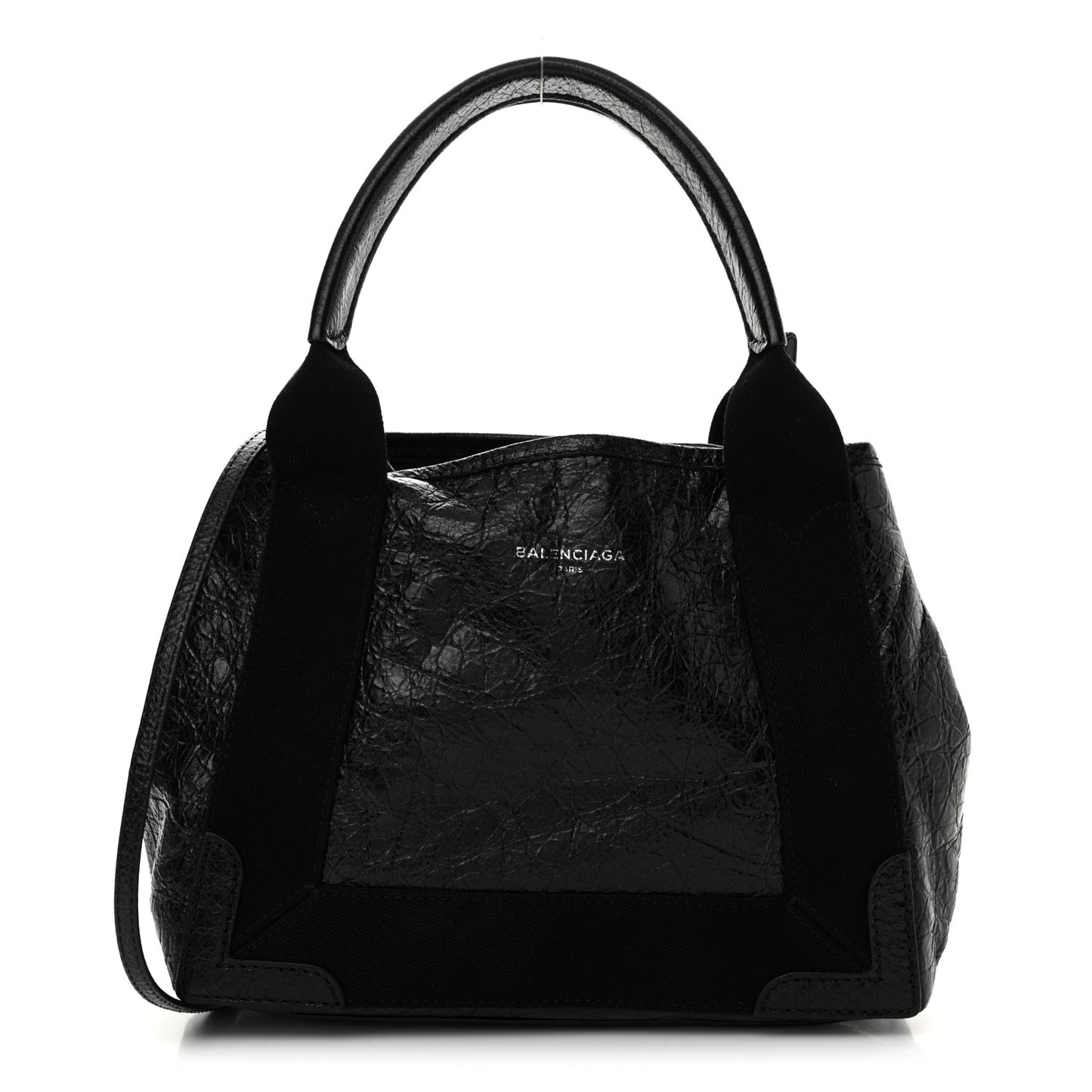 Agneau Stadio Ruban Viscose Navy Cabas Tote XS Black