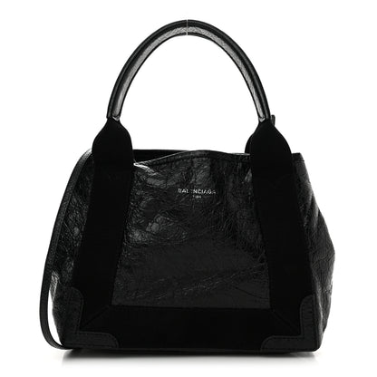 Balenciaga Agneau Stadio Ruban Viscose Navy Cabas Tote XS Black 1 of 11