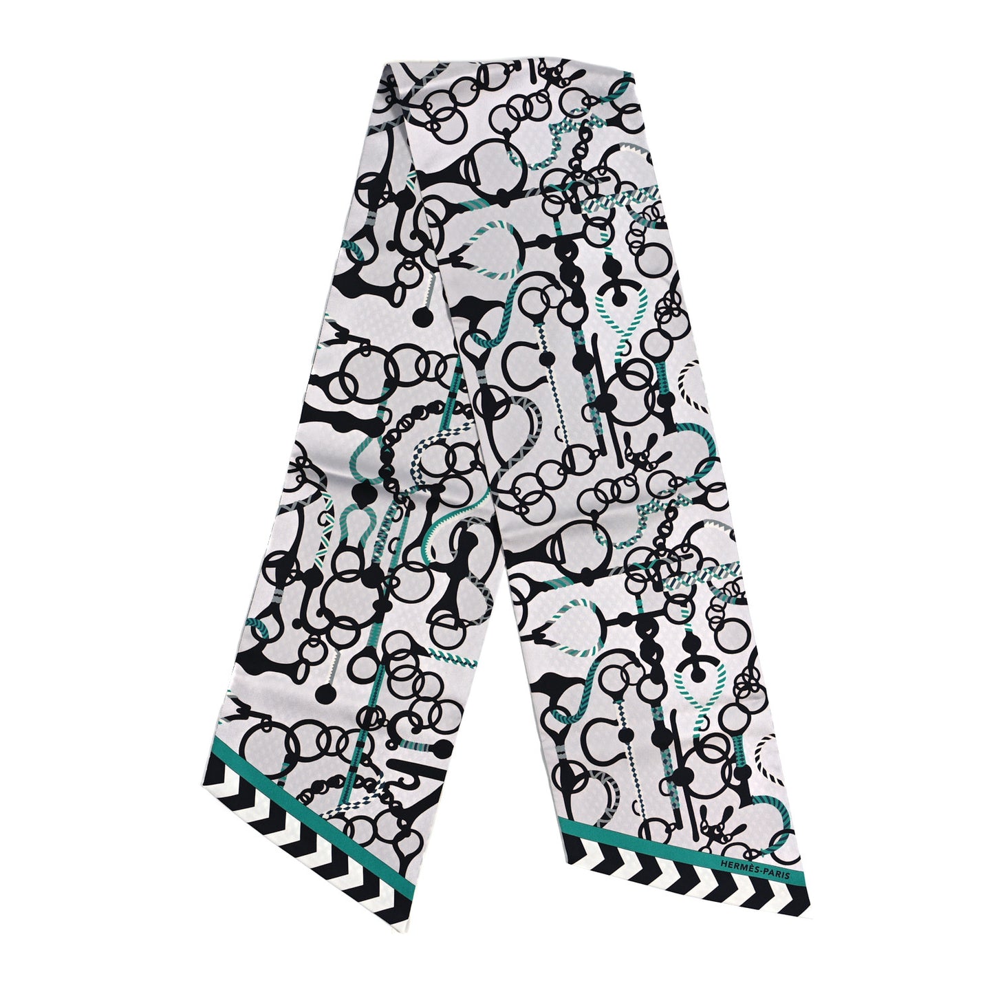 Silk Mors Et Tresses Maxi Twilly Cut Gris Perle Black Menthe