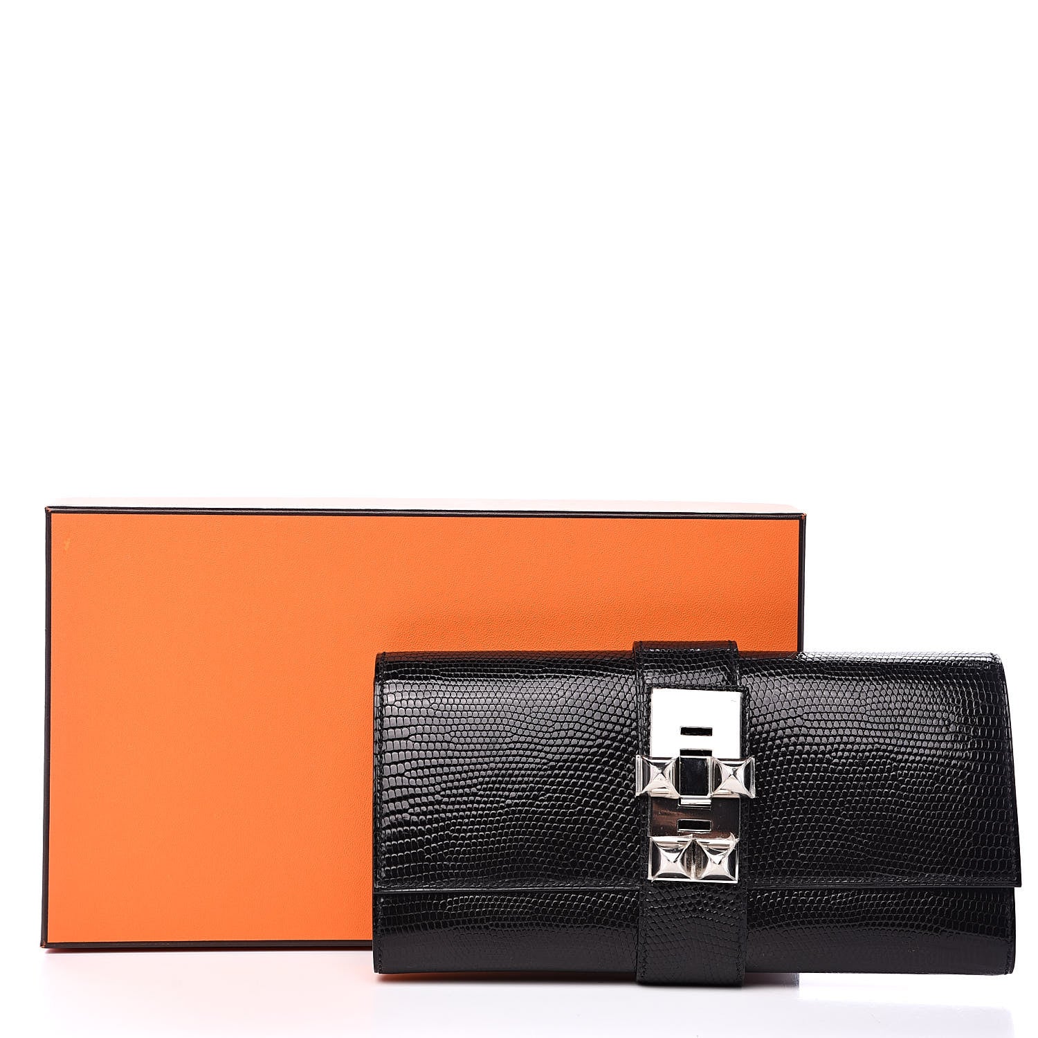 Hermes Lizard Medor Clutch 23 Black 11 of 11