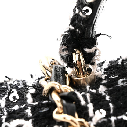 Chanel Tweed Quilted Mini Top Handle Rectangular Flap Black White 12 of 16