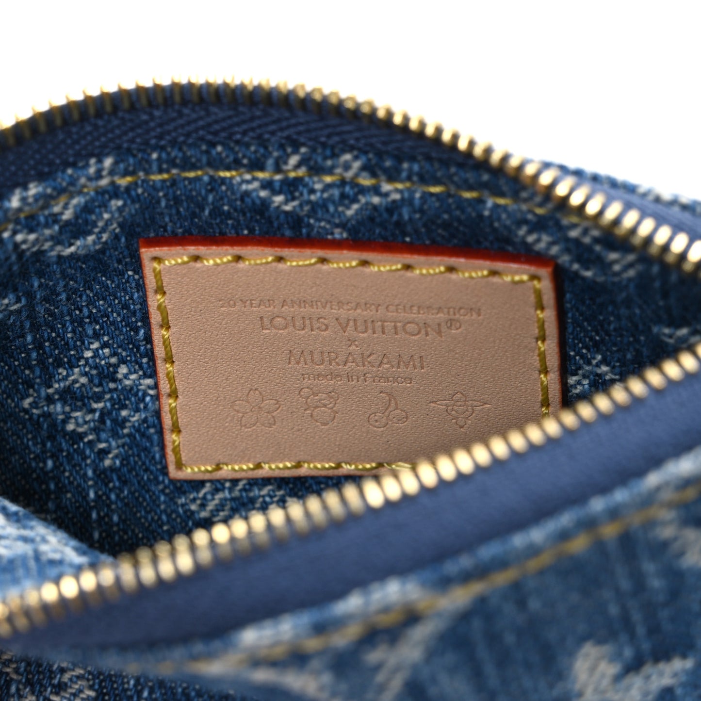 LV X TM Monogram Denim Cerises Key Pouch Blue