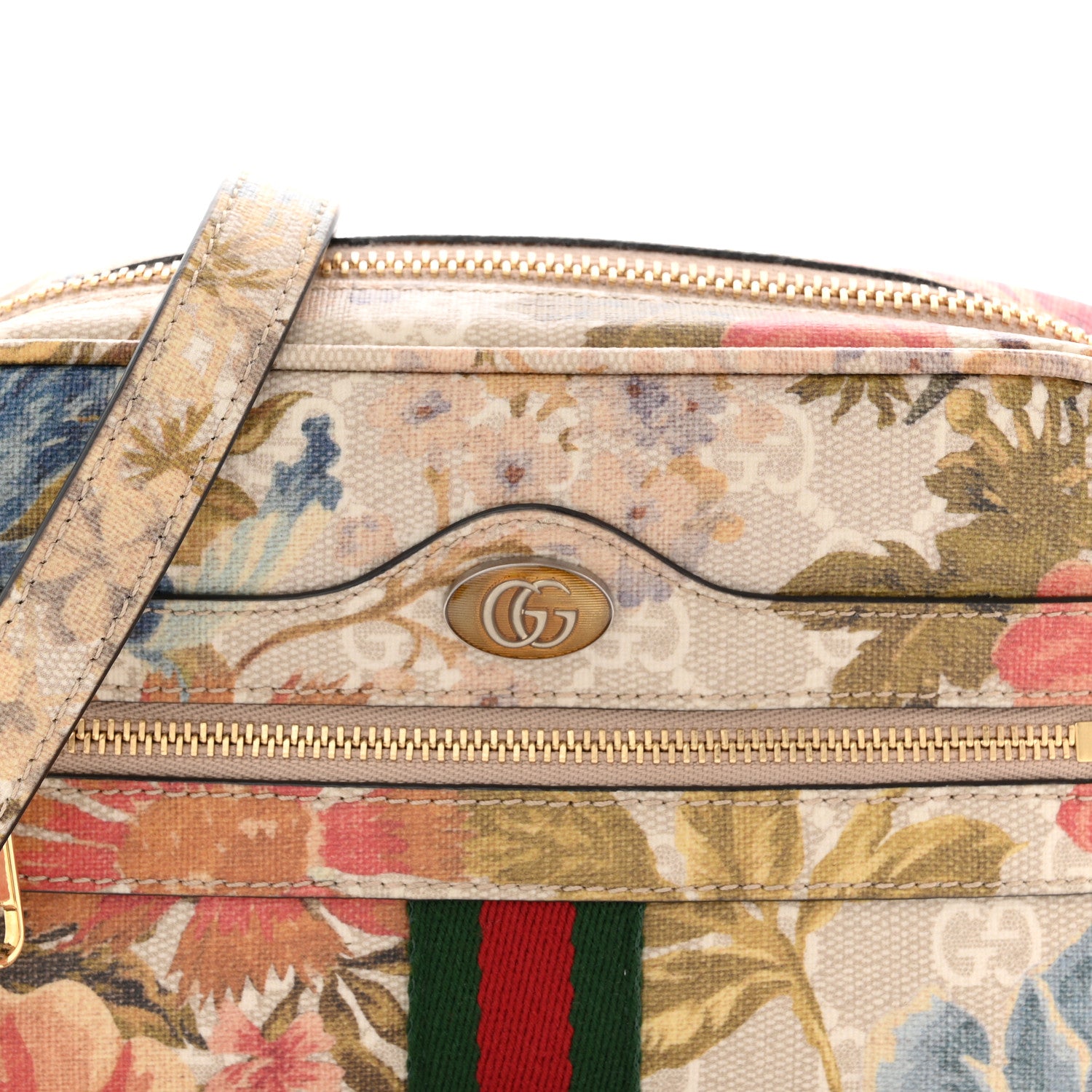 Gucci GG Supreme Monogram Water Flora Web Mini Ophidia Shoulder Bag Beige White Multicolor 8 of 11